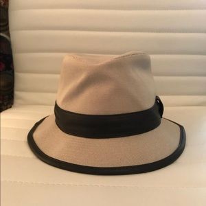 Hermes leather trimmed hat